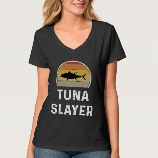 Tuna Slayer Fishing   Fisherman  Retro Fish T-shirt (Voorkant)