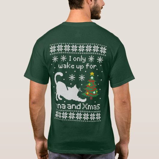 Tuna & Xmas – Pixel Cat Ugly Christmas  T-shirt (Achterkant)