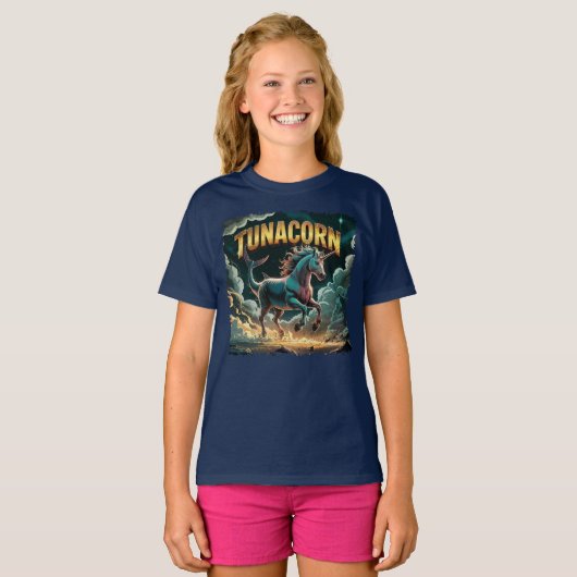 Tunacorn Illustration Combo Creature Funny T-shirt (Voorkant volledig)