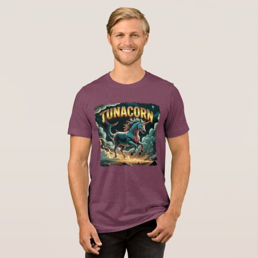 Tunacorn Illustration Combo Creature Funny Tri-Blend Shirt (Voorkant volledig)