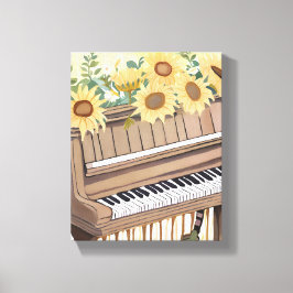 Tune in Bloom | Watercolor Zonnebloem Bloemstuk Pi Canvas Afdruk