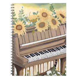 Tune in Bloom | Watercolor Zonnebloem Bloemstuk Pi Notitieboek
