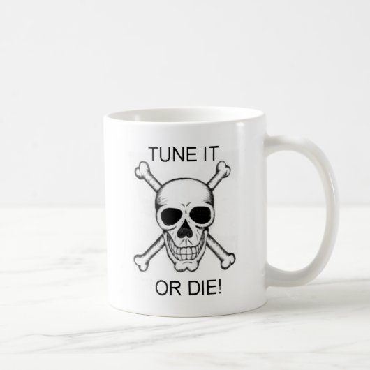 Tune it or Die Black op White Skull Koffiemok (Rechts)