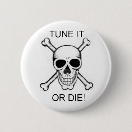 Tune it or Die Black op White Skull Ronde Button 5,7 Cm