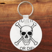Tune it or Die Black op White Skull Sleutelhanger (Voorkant)