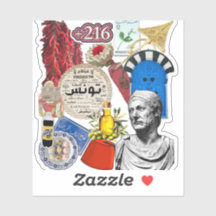 Tunees Collage Sticker Ontwerp | Tunesische Cultuu