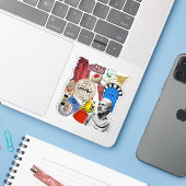 Tunees Collage Sticker Ontwerp | Tunesische Cultuu (Laptop met iPhone)