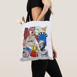 Tunees Collage Sticker Ontwerp | Tunesische Cultuu Tote Bag