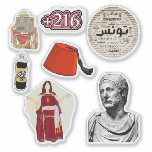 Tunees Erfgoed Collage Sticker Pak (Voorkant)