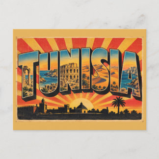 Tunesië Amphitheater Duinen Kust Vintage Reizen Briefkaart