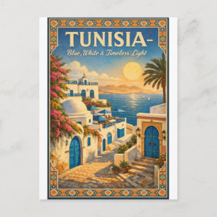 TUNESIË – Blauw, Wit & Tijdloze Licht Briefkaart