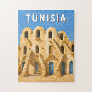 Tunesië Illustratie Reis Kunst Vintage Legpuzzel