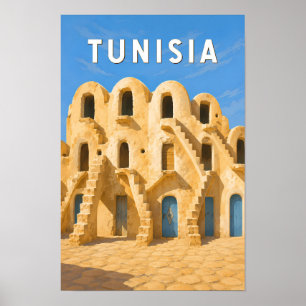 Tunesië Illustratie Reis Kunst Vintage Poster