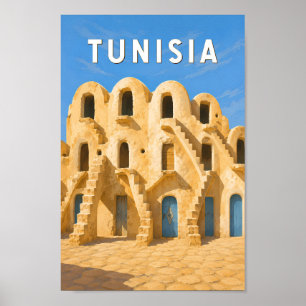 Tunesië Illustratie Reis Kunst Vintage Poster