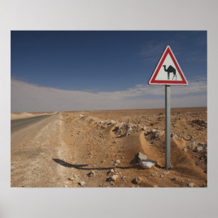 Tunesië, Ksour gebied, Ksar Ghilane, Oliepijpleidi Poster
