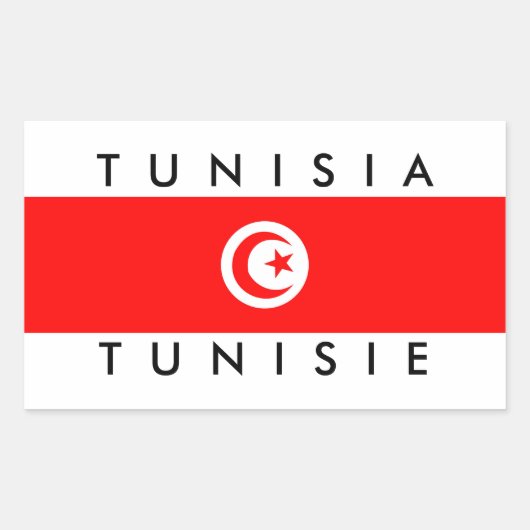 Tunesië Land Vlaggennaam Tekst Symbool Tunesië Rechthoekige Sticker (Voorkant)