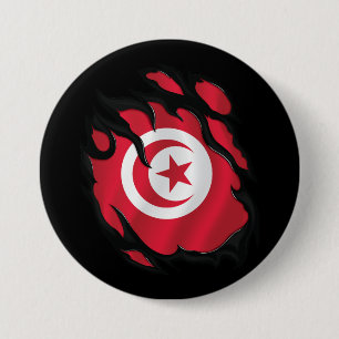 Tunesië ripte vlag ronde button 7,6 cm