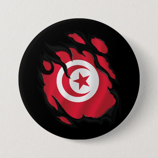 Tunesië ripte vlag ronde button 7,6 cm (Voorkant)