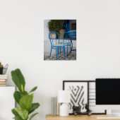 Tunesië, Sidi Bou Said, caféstoelen Poster (Thuiskantoor)
