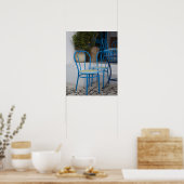 Tunesië, Sidi Bou Said, caféstoelen Poster (Keuken)