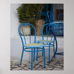 Tunesië, Sidi Bou Said, caféstoelen Poster
