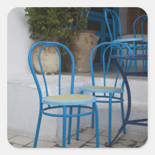 Tunesië, Sidi Bou Said, caféstoelen Vierkante Sticker