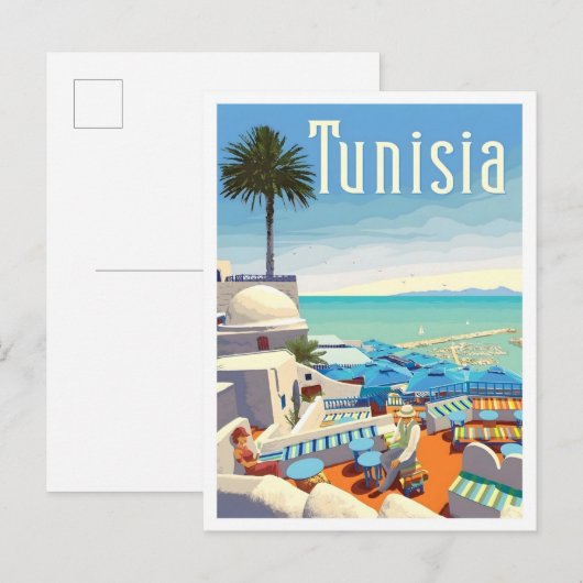 Tunesië Vintage Reizen Briefkaart (Voorkant / Achterkant)