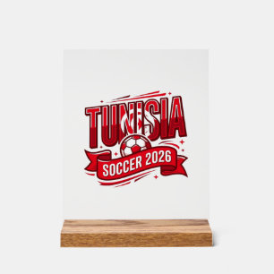 Tunesië Voetbal 2026 Voetbal Vet Land Typografie Acryl Bord