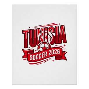 Tunesië Voetbal 2026 Voetbal Vet Land Typografie Perfect Poster