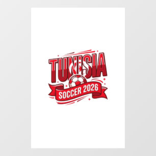 Tunesië Voetbal 2026 Voetbal Vet Land Typografie Raamsticker