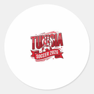 Tunesië Voetbal 2026 Voetbal Vet Land Typografie Ronde Sticker