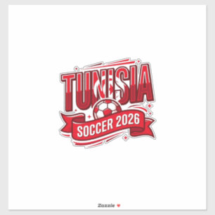 Tunesië Voetbal 2026 Voetbal Vet Land Typografie Sticker