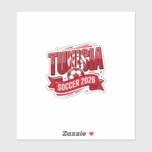 Tunesië Voetbal 2026 Voetbal Vet Land Typografie Sticker