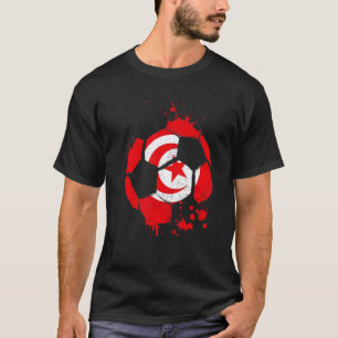 Tunesië Voetbal Grafisch Tunesië Vlag Voetbal Spor T-shirt