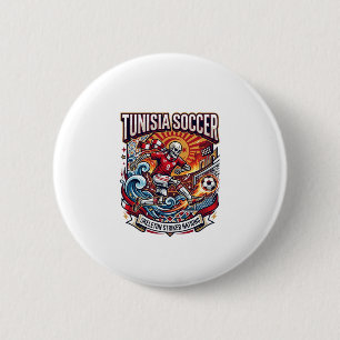 Tunesië Voetbal Skelet Aanvaller Landen Premium Sp Ronde Button 5,7 Cm