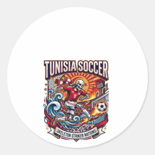 Tunesië Voetbal Skelet Aanvaller Landen Premium Sp Ronde Sticker