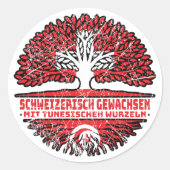 Tunesien Tunesisch Schweizer Schweiz Baum Wurzel Ronde Sticker (Voorkant)
