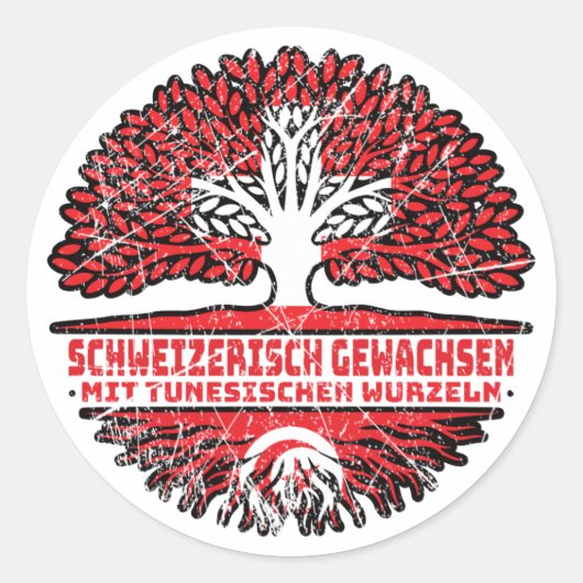 Tunesien Tunesisch Schweizer Schweiz Baum Wurzel Ronde Sticker (Voorkant)