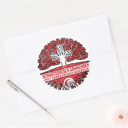 Tunesien Tunesisch Schweizer Schweiz Baum Wurzel Ronde Sticker (Envelop)
