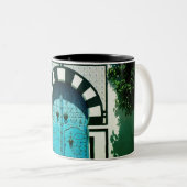 Tunesische blauwe deur tweekleurige koffiemok (Voorkant rechts)