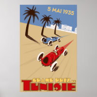 Tunesische Grand Prix Vintage Travel Poster