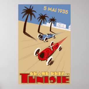 Tunesische Grand Prix Vintage Travel Poster