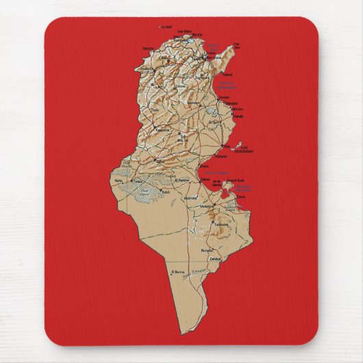 Tunesische kaart Mousepad Muismat (Voorkant)