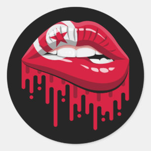 Tunesische lippen trots root flag ronde sticker