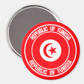 Tunesische ronde Emblem Magneet (Voorkant / Achterkant)