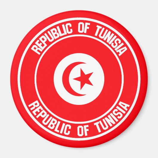 Tunesische ronde Emblem Magneet (Voorkant)