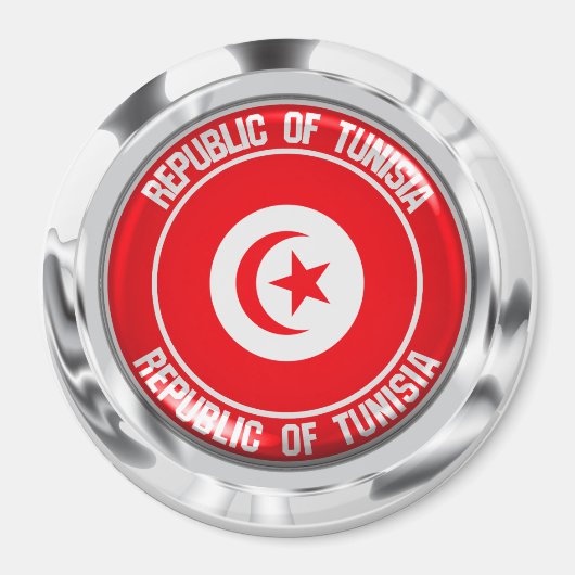 Tunesische ronde Emblem Magneet (Voorkant)