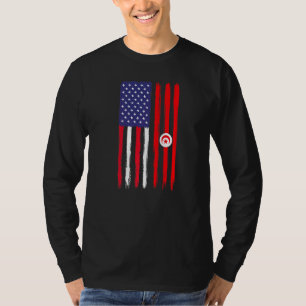Tunesische rots halve Amerikaans vlagpatriottisch T-shirt