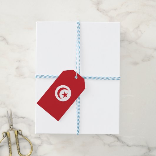 Tunesische vlag cadeaulabel (Met Touw)