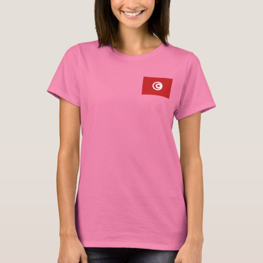 Tunesische vlag en Kaart dk T-Shirt (Voorkant)